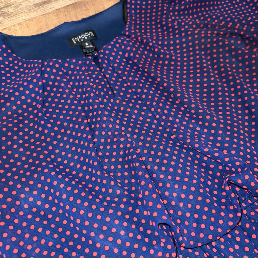 Enfocus Studio Navy With Red Polka Dot Dress - Picture 7 of 13